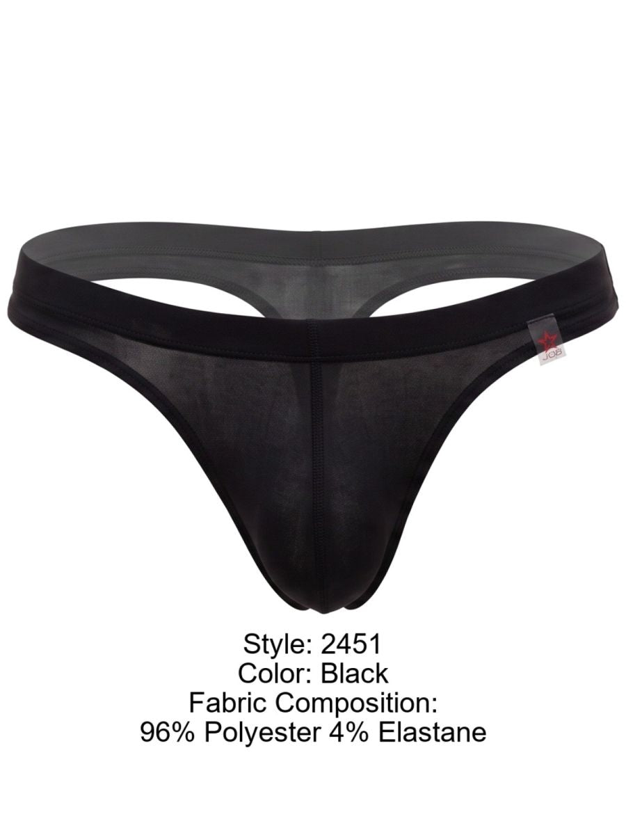JOR 2451 Invisible Mens Sleek Low-rise Cut Thongs Black Plus Sizes