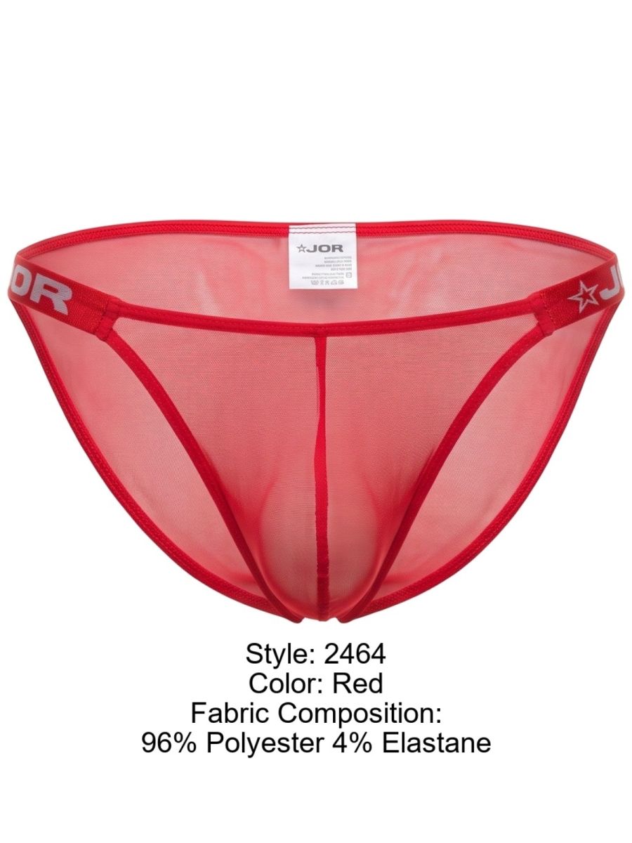 JOR 2464 Frost Mens Semi-sheer Mesh Ultra Sleek Briefs Red Plus Sizes