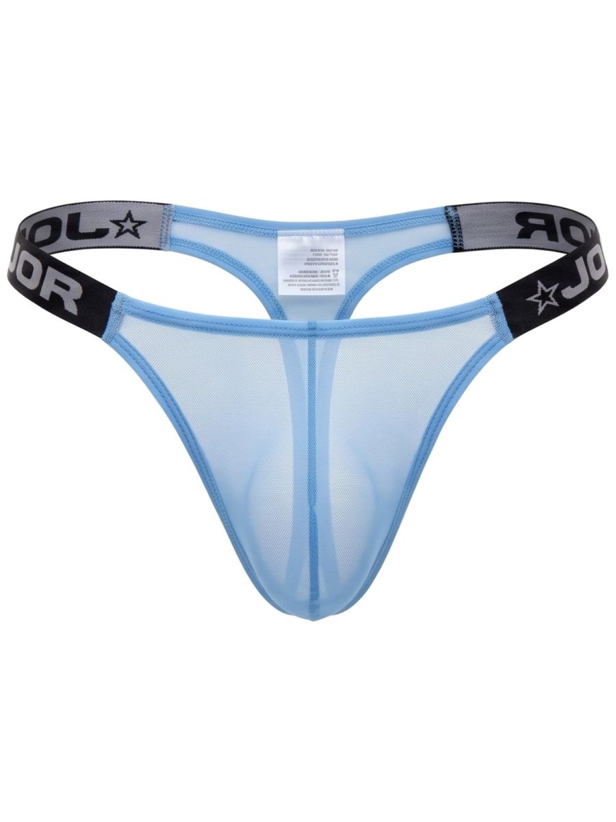 JOR 2466 Frost Mens Semi-sheer Mesh, Bold & Sleek Thongs Blue Plus Sizes