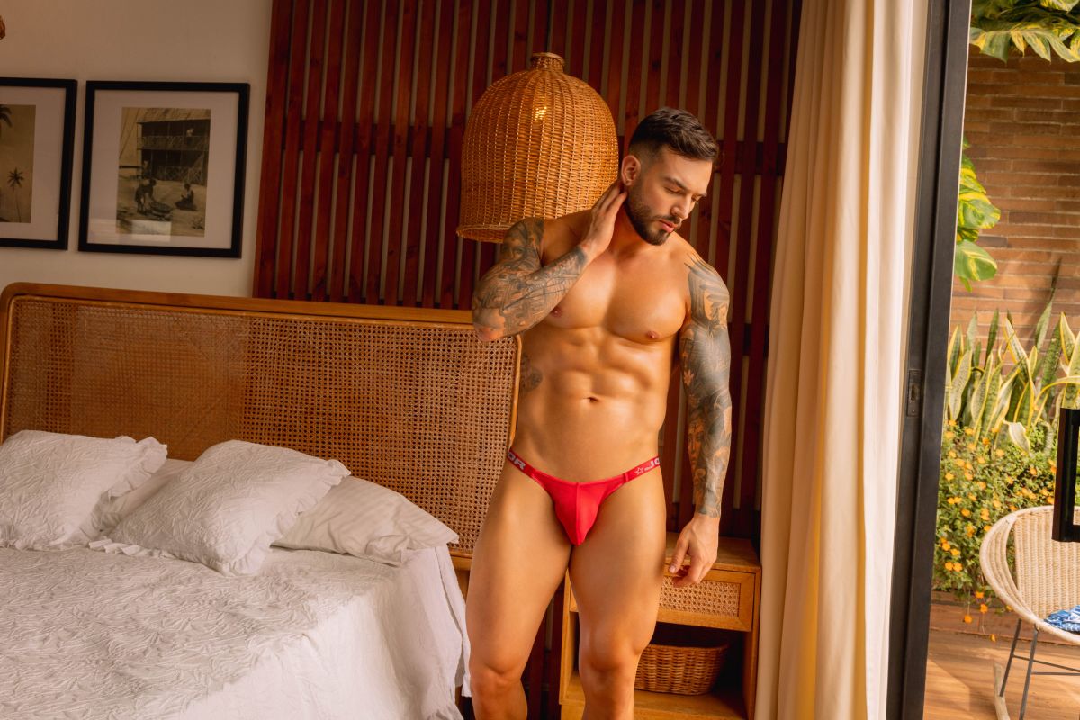 JOR 2466 Frost Mens Semi-sheer Mesh, Bold & Sleek Thongs Red Plus Sizes