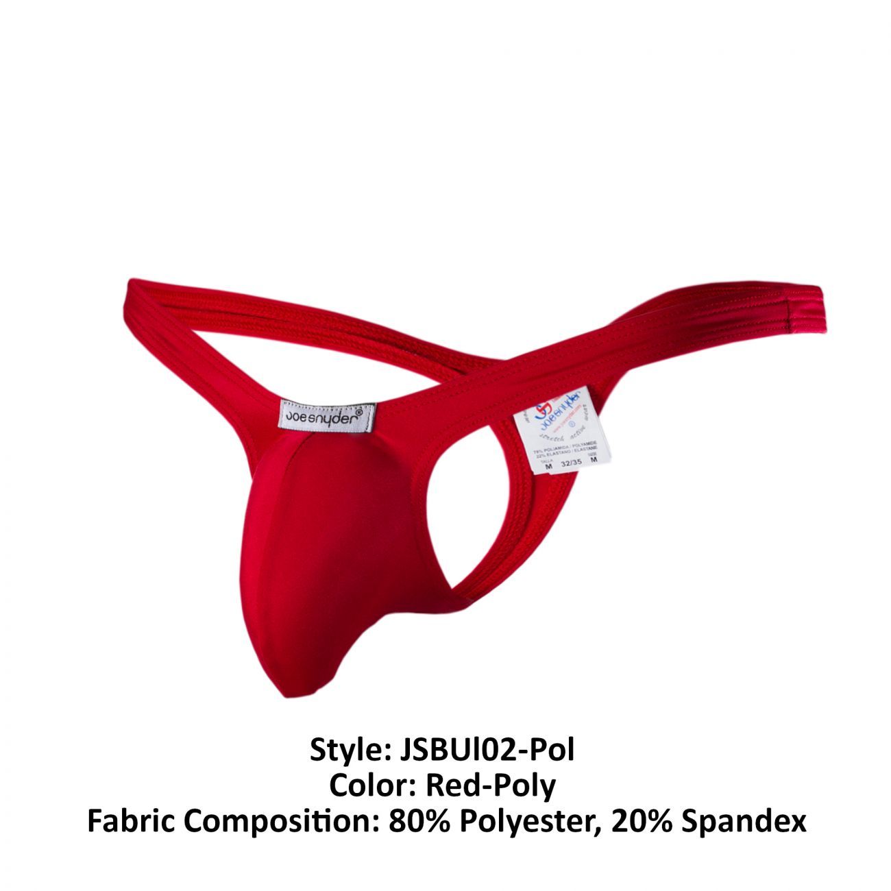 Joe Snyder JSBUL02-Pol Polyester Bulge Tanga Red Poly
