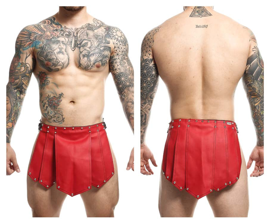 MaleBasics DMBL10 DNGEON Leather Look Roman Skirt Red