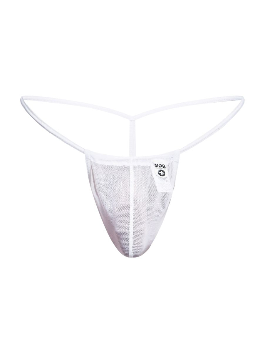 MaleBasics MBL59 Mens Sinful Thongs with Narrow Straps White Mesh