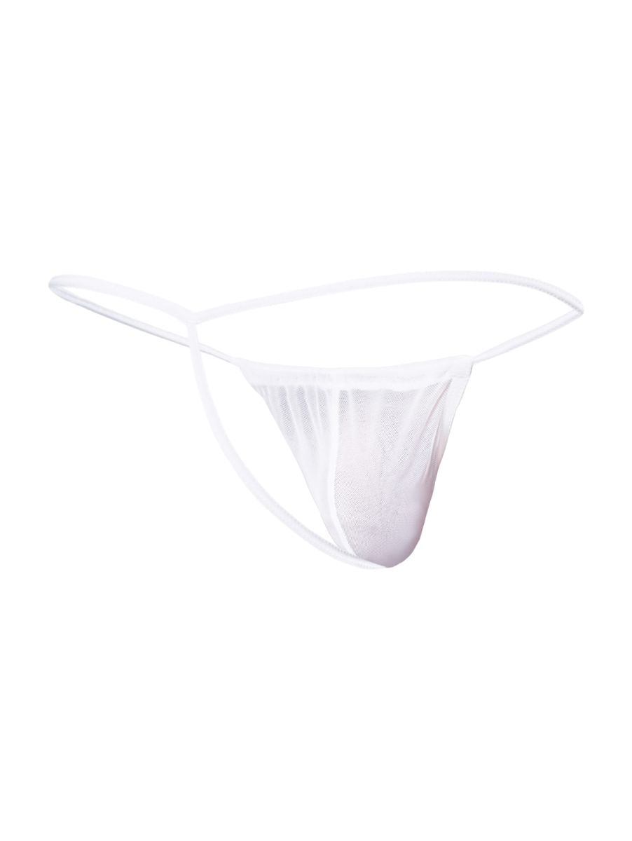 MaleBasics MBL59 Mens Sinful Thongs with Narrow Straps White Mesh