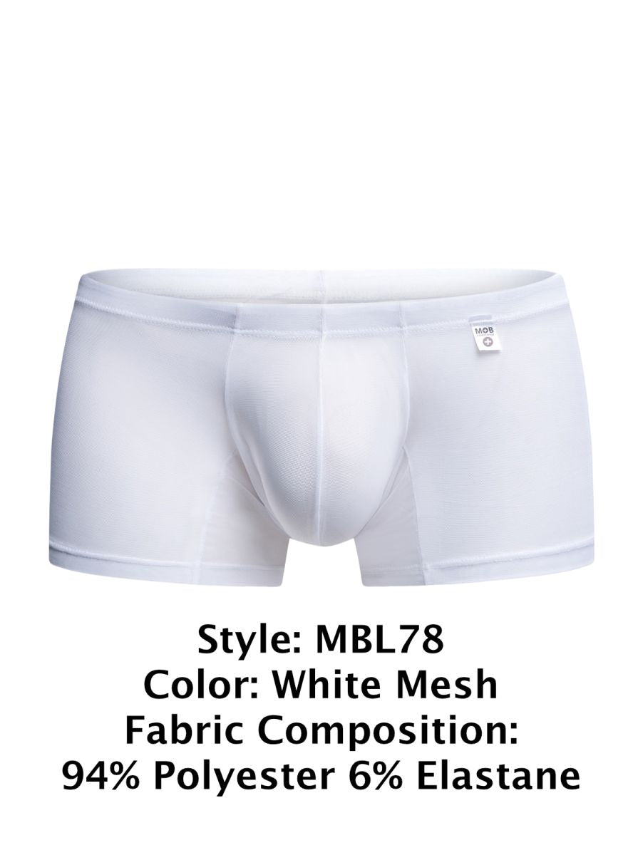 MaleBasics MBL78 Mens Sexy Barely There Trunks White Mesh