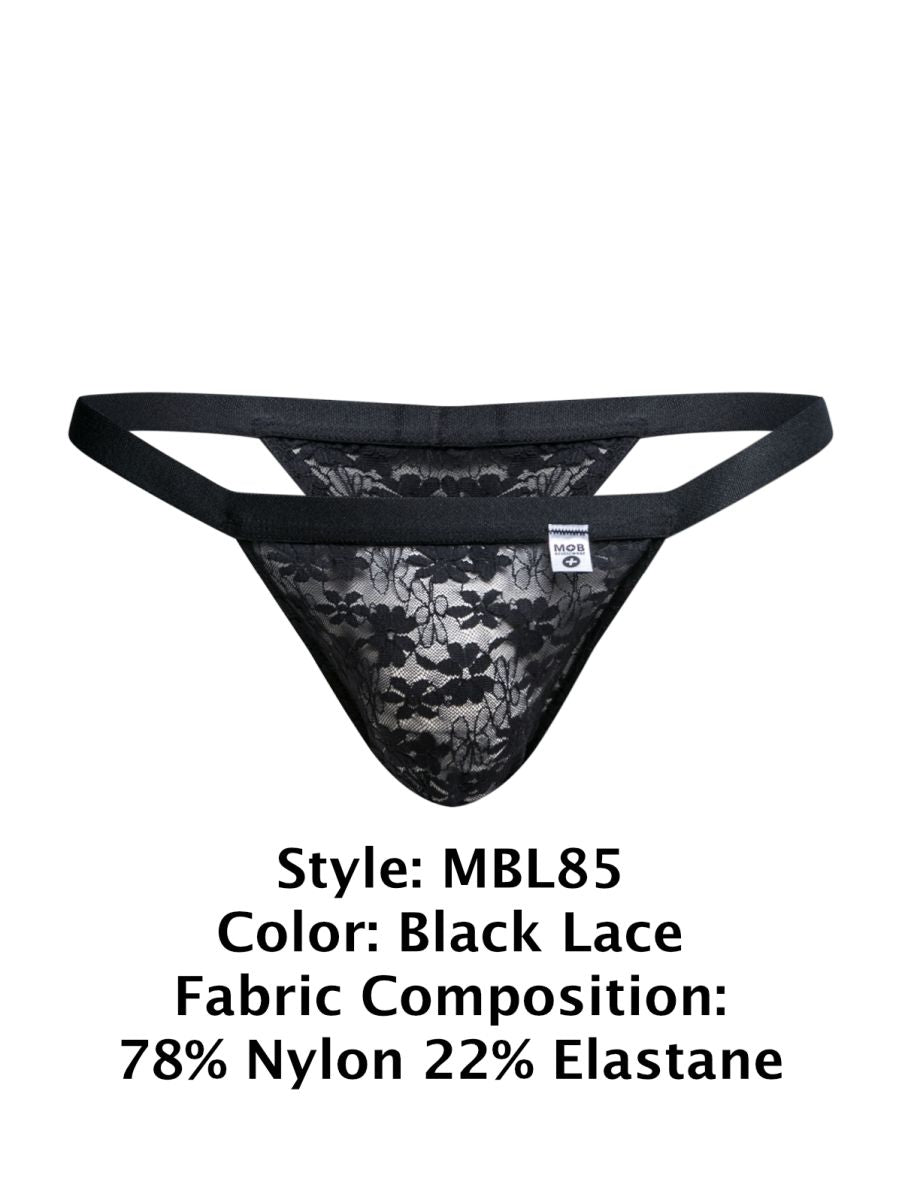 MaleBasics MBL85 Y Mens Sexy Thongs Black Lace
