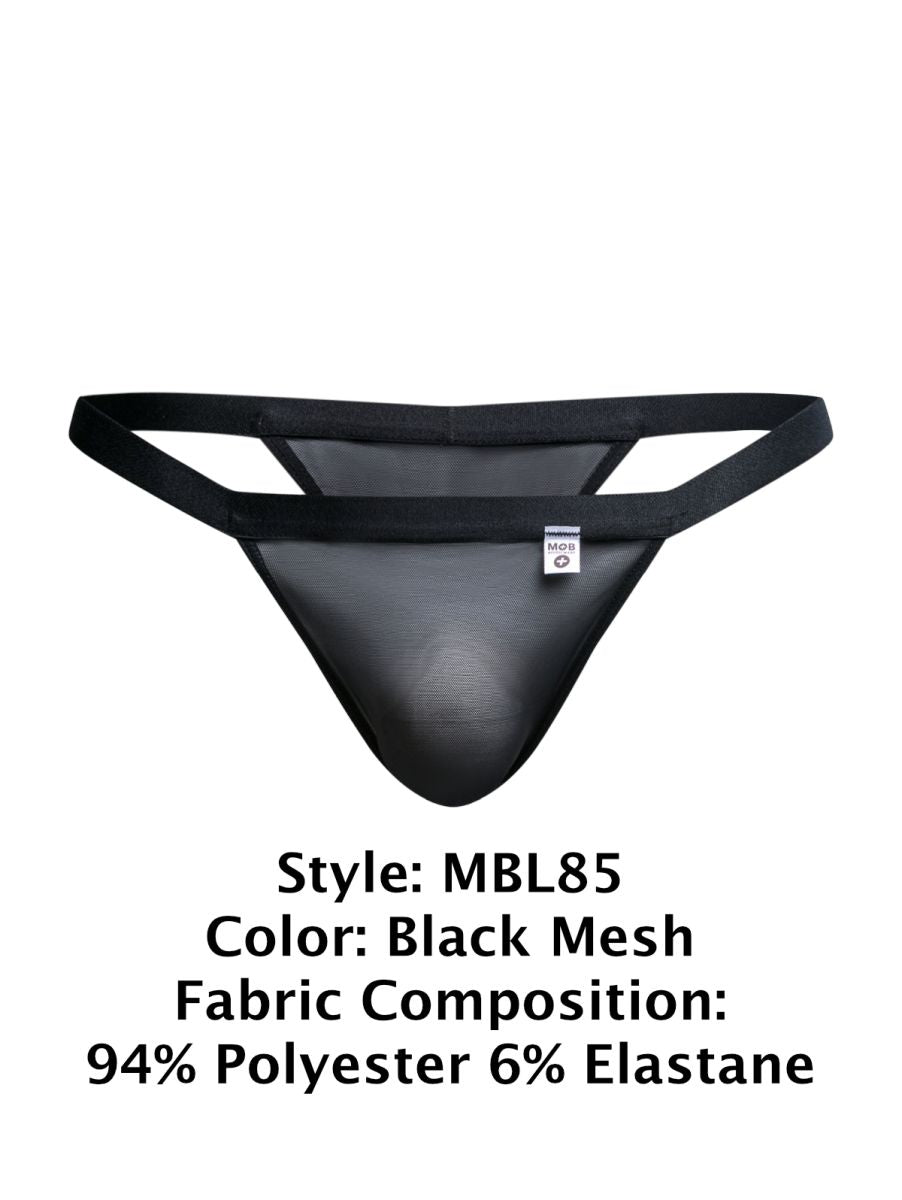 MaleBasics MBL85 Y Mens Sexy Thongs Black Mesh
