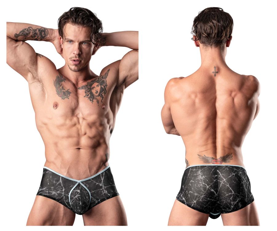 Male Power 130-290 Marble Mesh Micro Mini Short Black