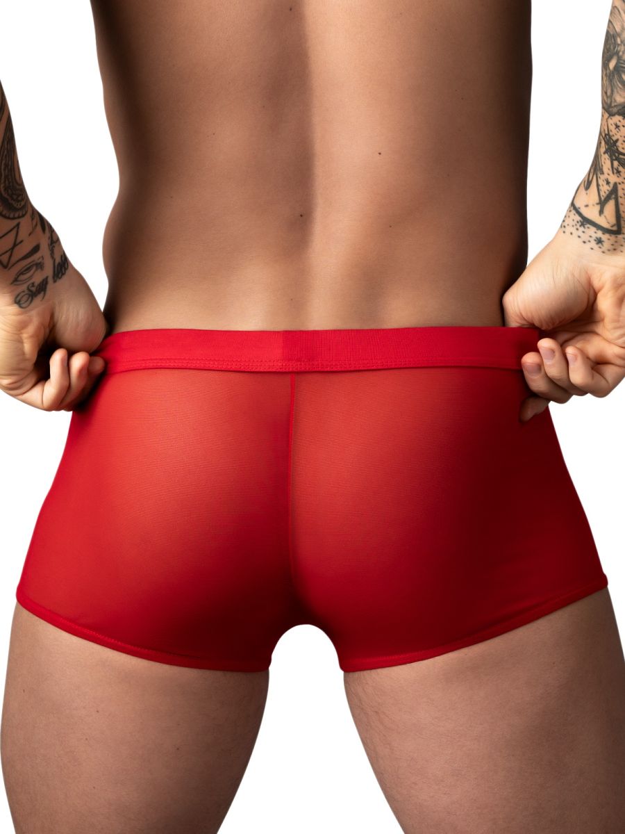 Male Power 145-307 Mens Sheer See-through Mesh 2 Mini Short Red