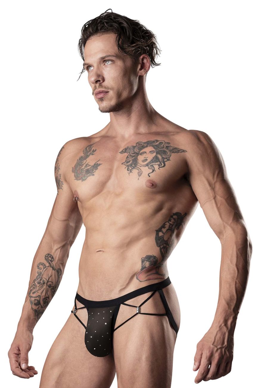 Male Power 384-288 Show Stopper Jock Black Silver Mesh Dot