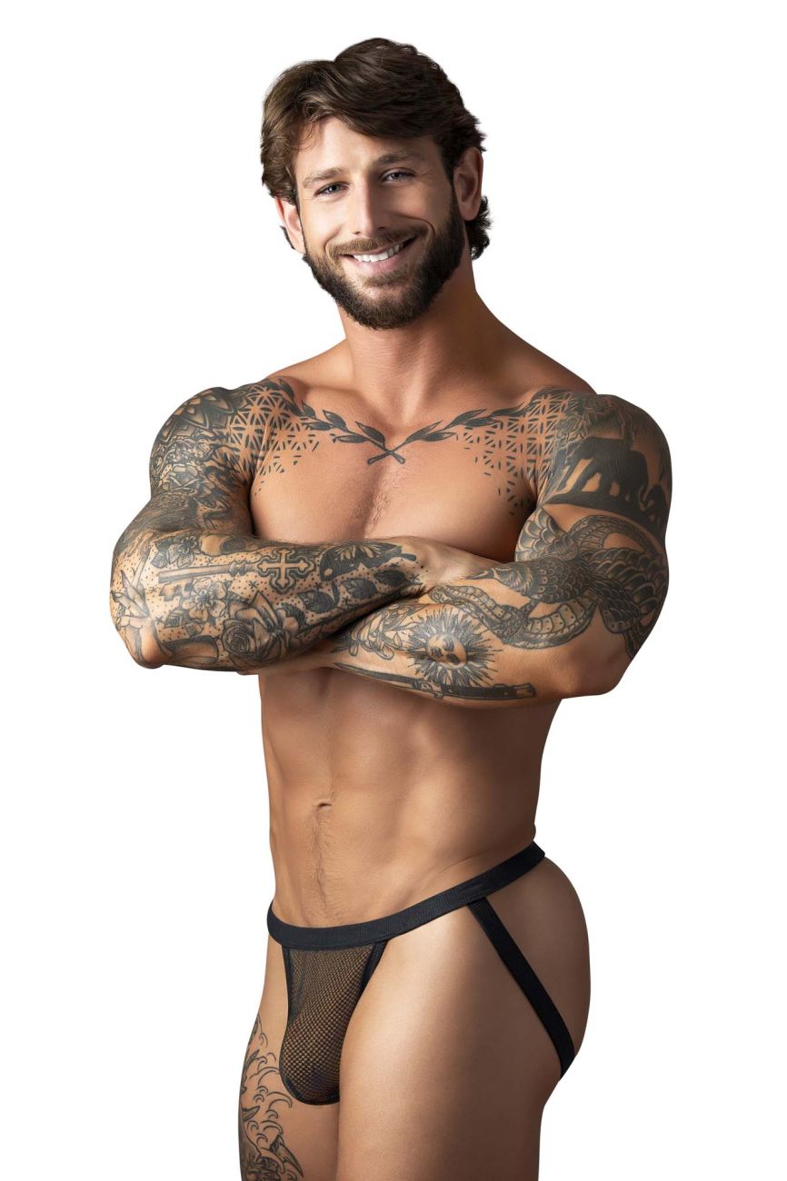 Male Power 388-11C Mens See Though Fishnet Jockstrap Black