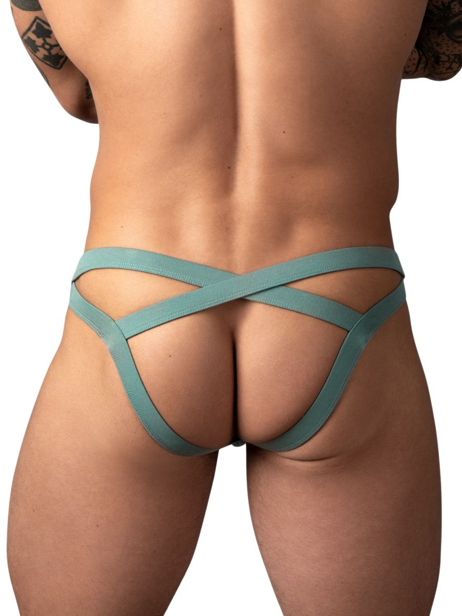 Male Power 394-308 Mens Strappy Back Eco Cozy Jock Green