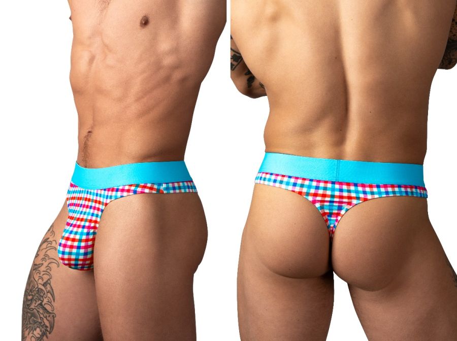 Male Power 412-306 Mens So Comfy Gingham Thong Multi Color