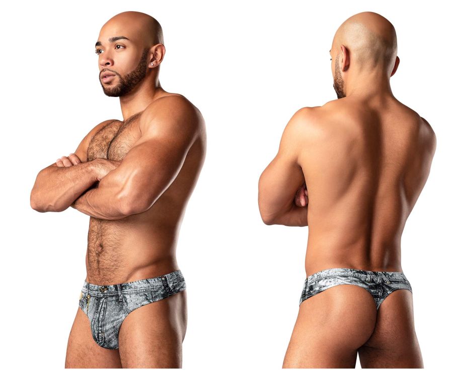 Male Power 440-286 Dirty Denim Thong Denim Print