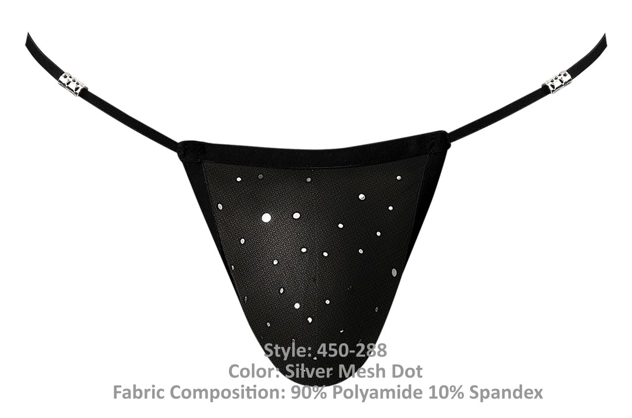 Male Power 450-288 Show Stopper Posing Strap Silver Mesh Dot