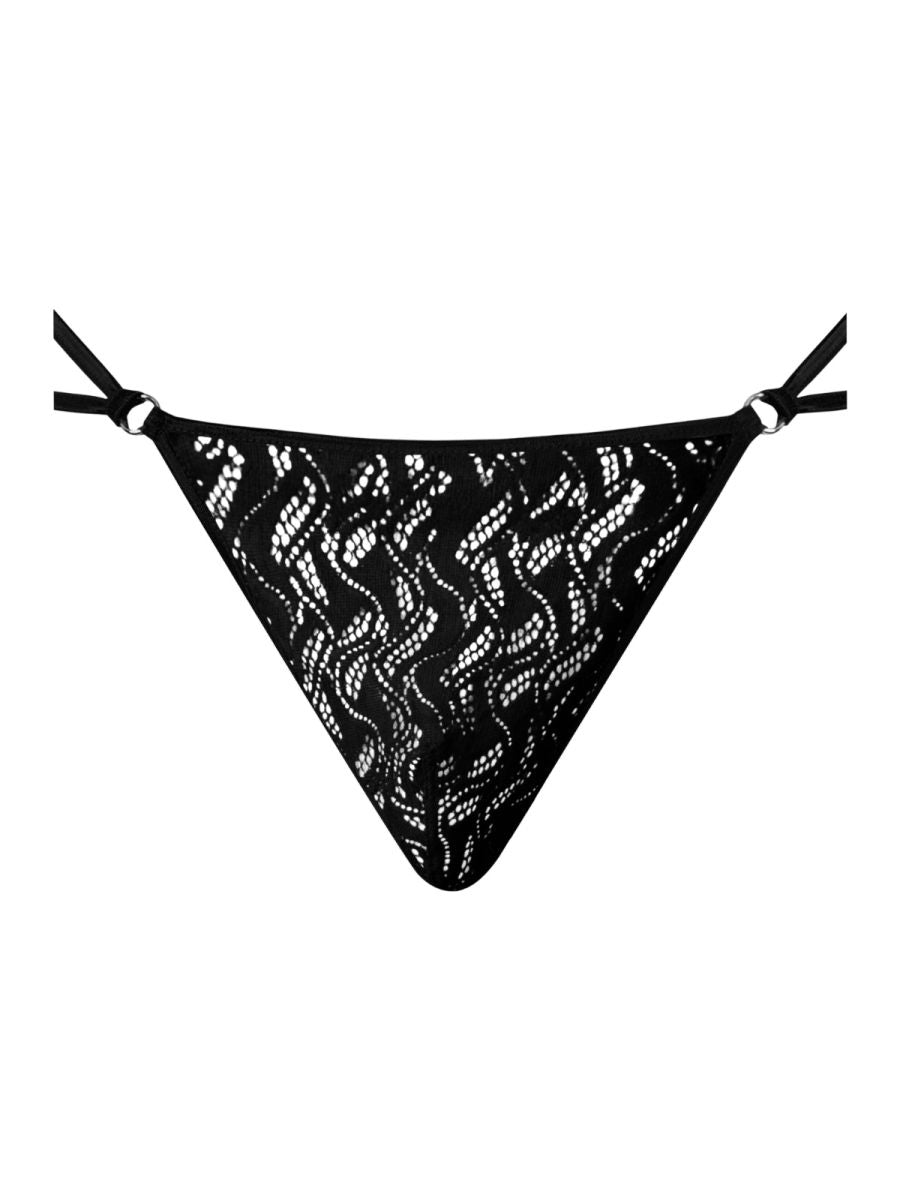 Male Power 456-305 Mens Ripple Lace Micro V String Black