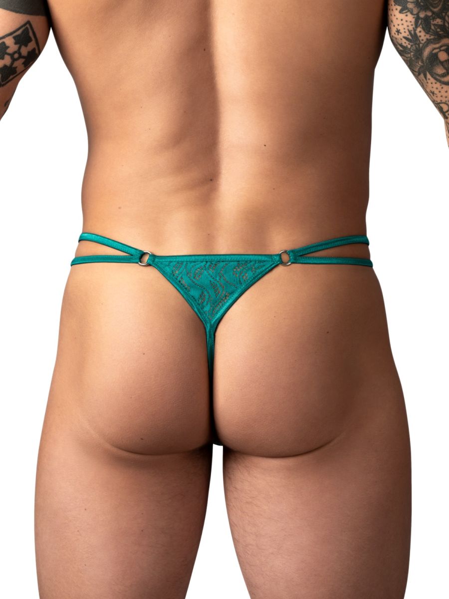 Male Power 456-305 Mens Ripple Lace Micro V String Teal