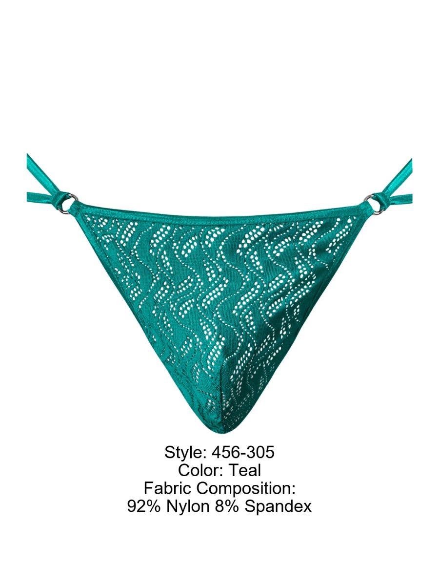 Male Power 456-305 Mens Ripple Lace Micro V String Teal