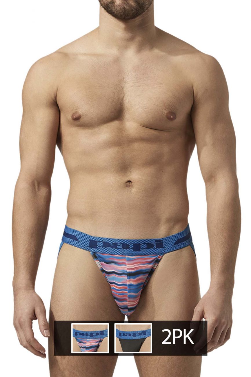 Papi UMPA081 2PK Microflex Jockstrap Waves-Black