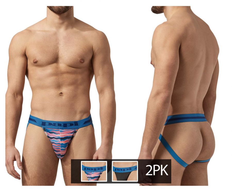 Papi UMPA081 2PK Microflex Jockstrap Waves-Black