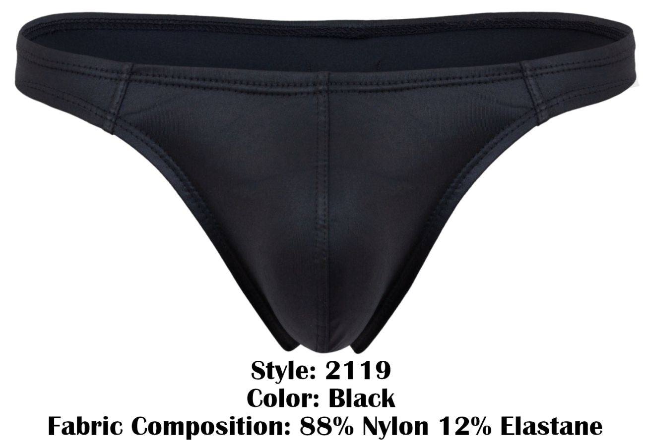 Pikante 2119 Candy Mens Bold Wet-look Thongs Black
