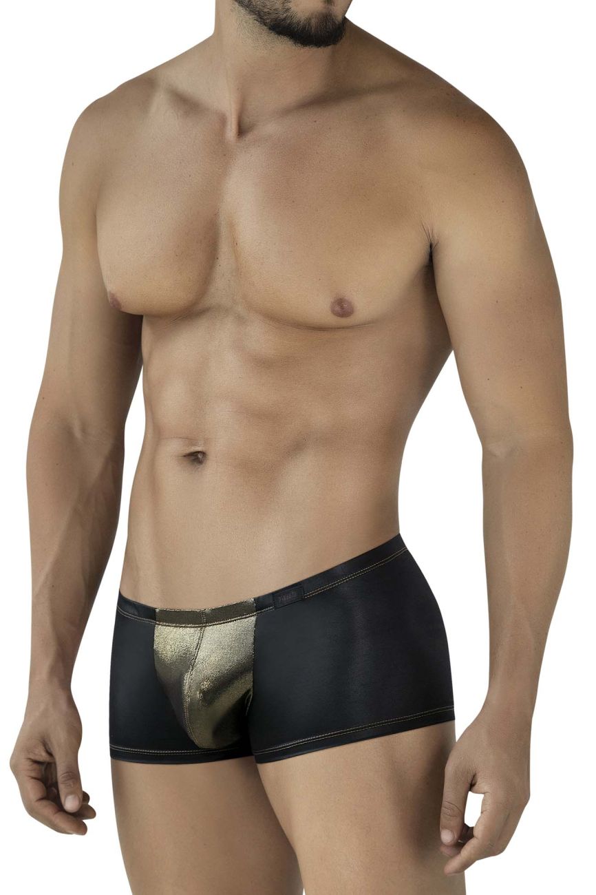 Pikante 2120 Glitters Mens Metallic Gold Front Trunks Black