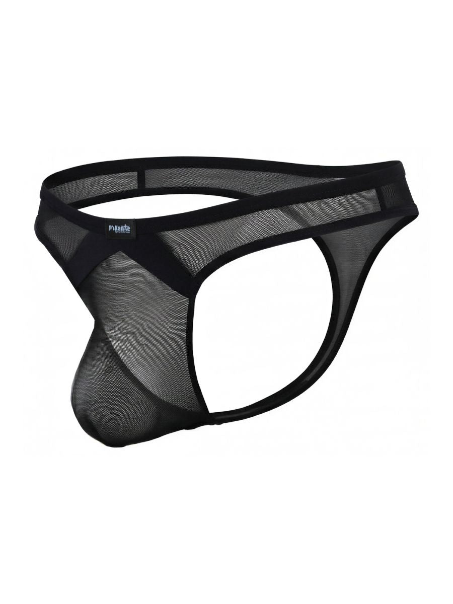 Pikante PIK 26098 Sobek Mens Modern and Sleek Sheer Thongs Black