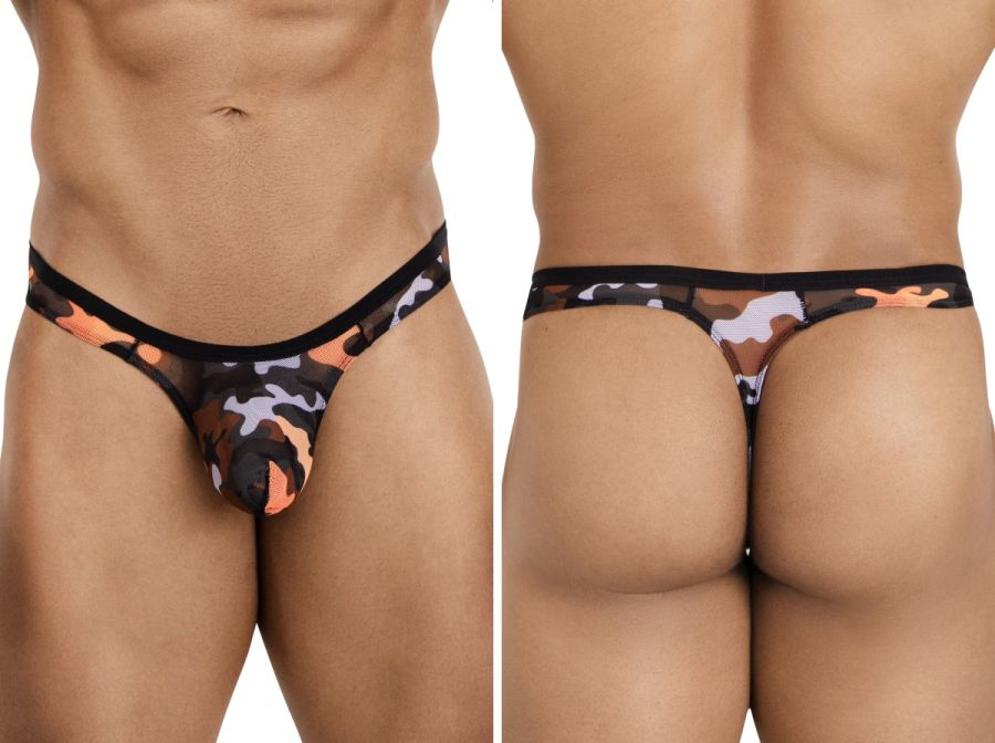 Pikante PIK 26116 Mens Camo Sheer Thongs Multi-coloured