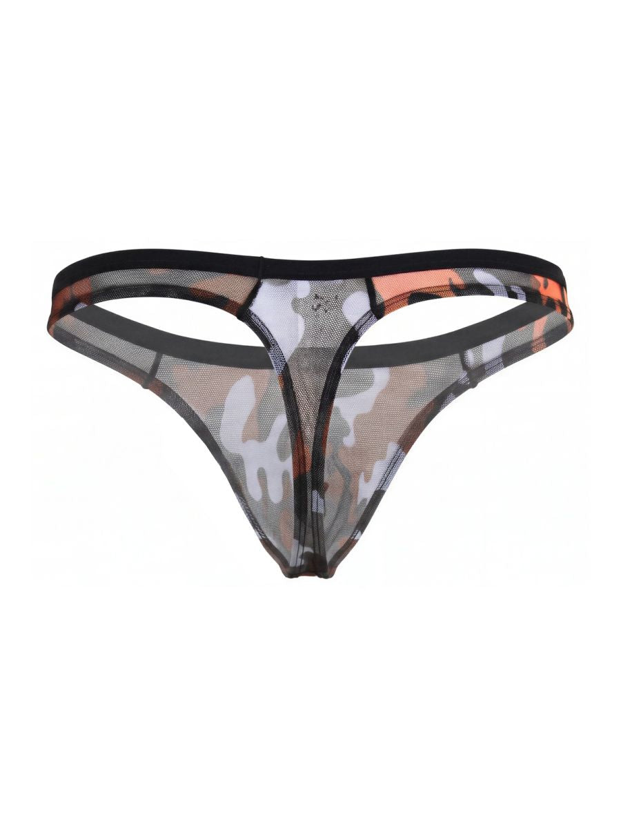 Pikante PIK 26116 Mens Camo Sheer Thongs Multi-coloured