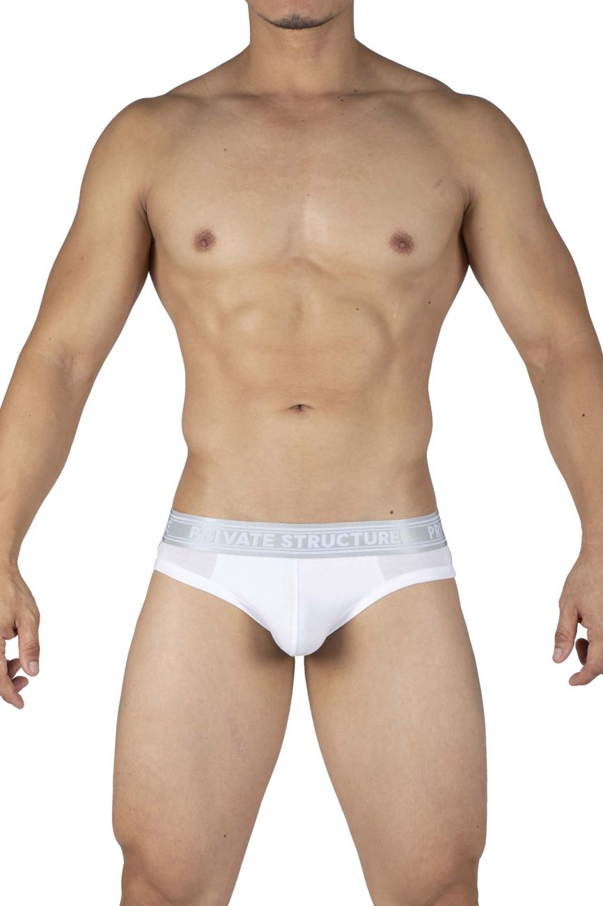 Private Structure PBUT4378 Bamboo Mid Waist Mini Briefs Bright White