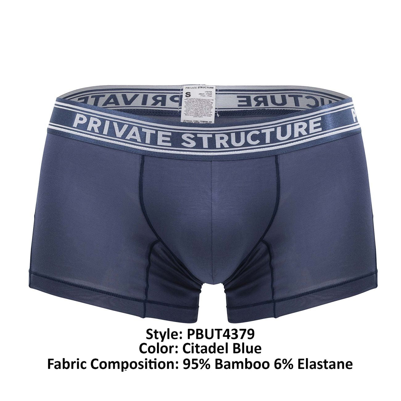 Private Structure PBUT4379 Bamboo Mid Waist Trunks Citadel Blue
