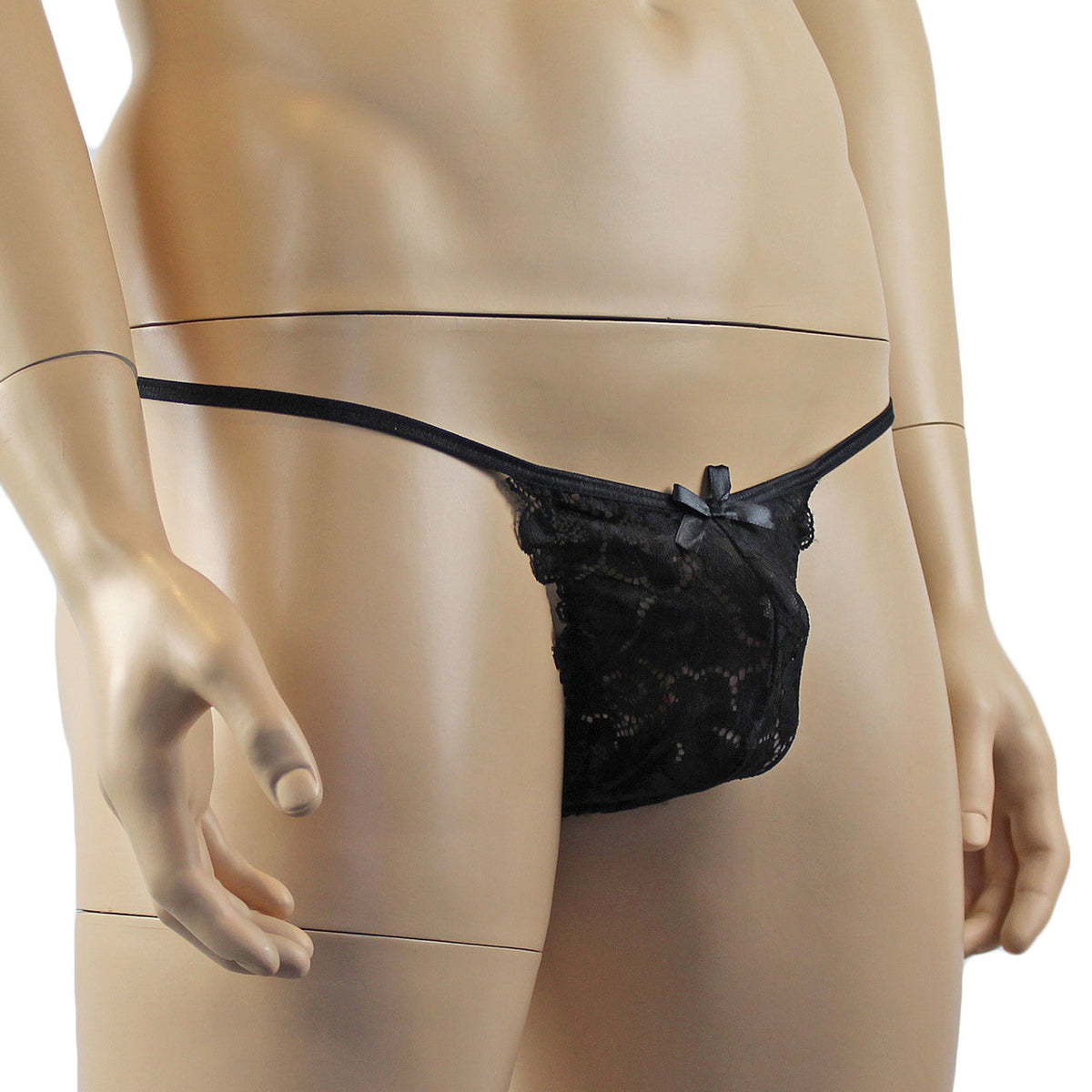 Mens Sweetheart Shiny Lace Bikini Brief Panty (black plus other colours)