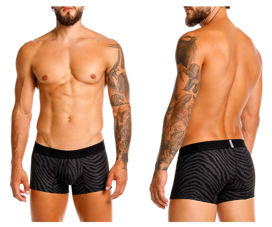 Unico 25050100104 Zelmur Mens Uleash Your Wild Side Trunks Black Plus Sizes