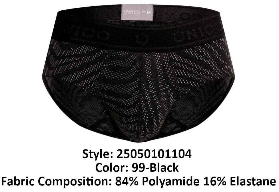 Unico 25050101104 Zelmur Mens Sleek Briefs Black Plus Sizes