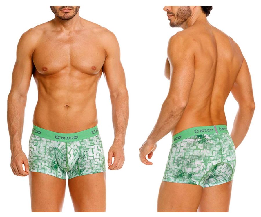Unico 26020100102 Piramide Mens Geometric Print Trunks Green Plus Sizes