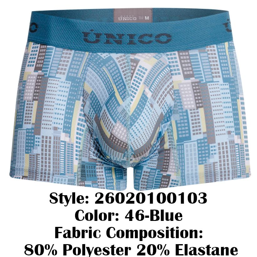 Unico 26020100103 Ocarina Mens Cool Geometric Print Trunks Blue Plus Sizes