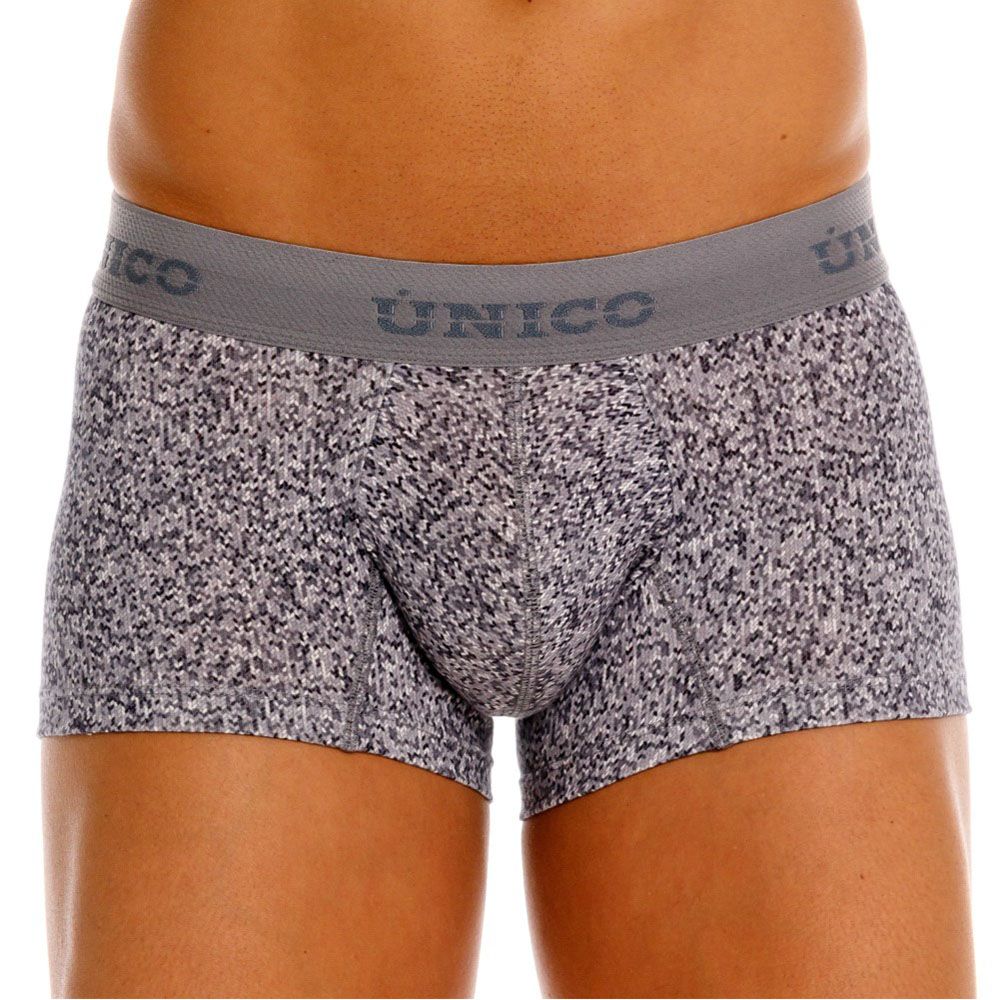 Unico 26020100114 Suede Mens Sleek Micro Print Trunks Gray Plus Sizes