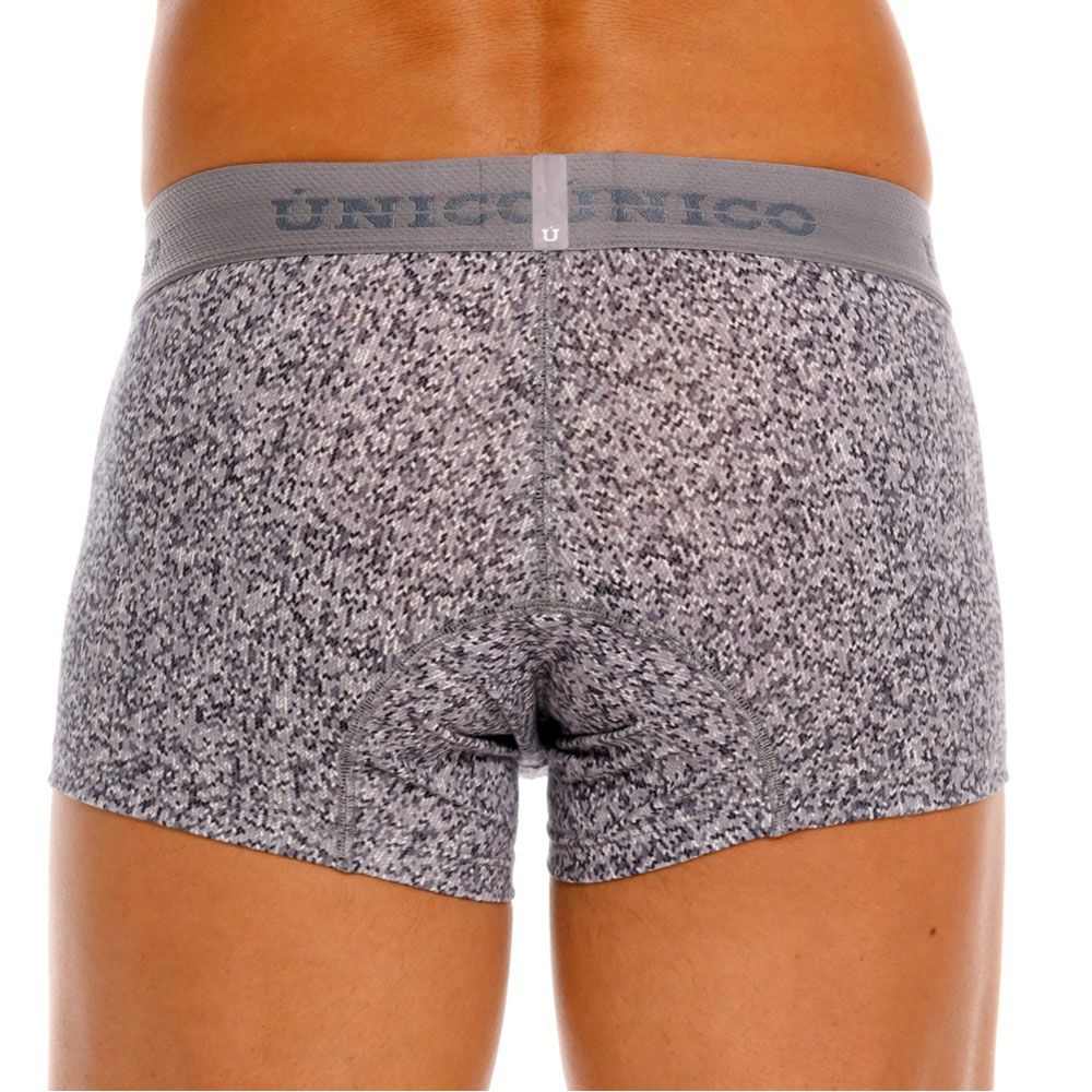 Unico 26020100114 Suede Mens Sleek Micro Print Trunks Gray Plus Sizes