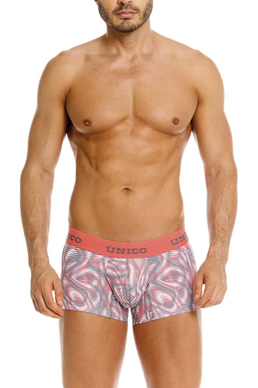 Unico 26020100116 Acanalado Mens Modern Swirl Print Trunks Pink Plus Sizes