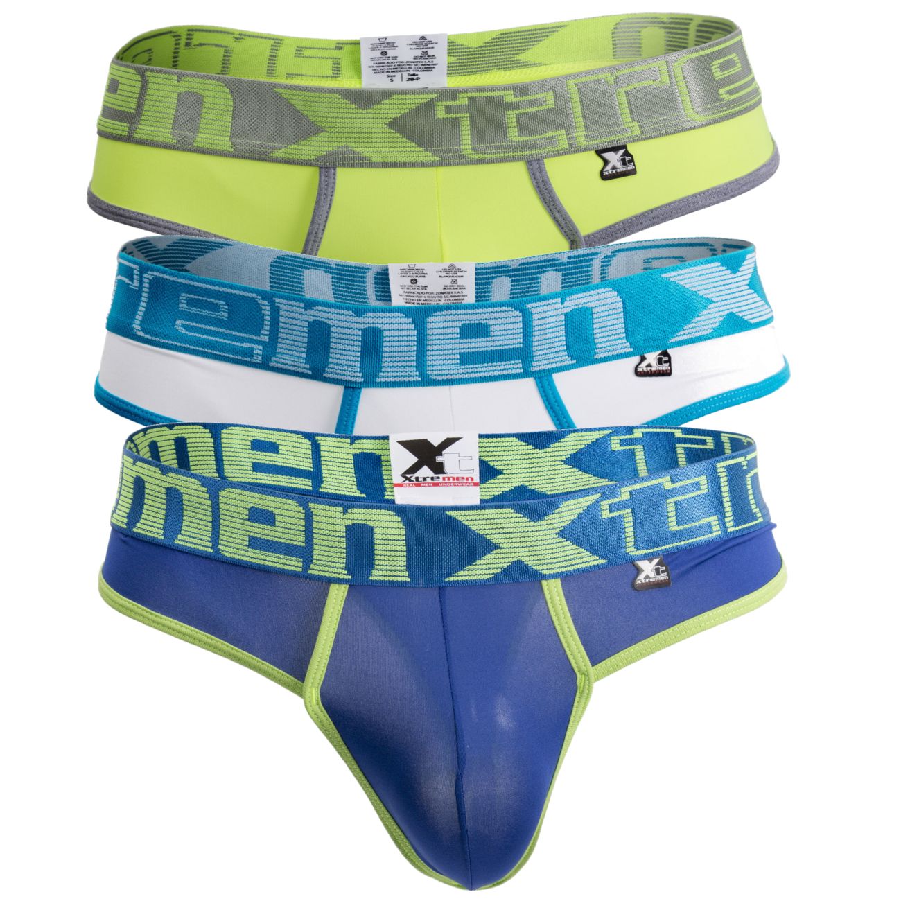 Xtremen 91031-3 3PK Piping Thongs Green-White-Blue