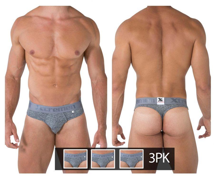 SALE - Xtremen 91031-3 3PK Piping Thongs Jasper Gray