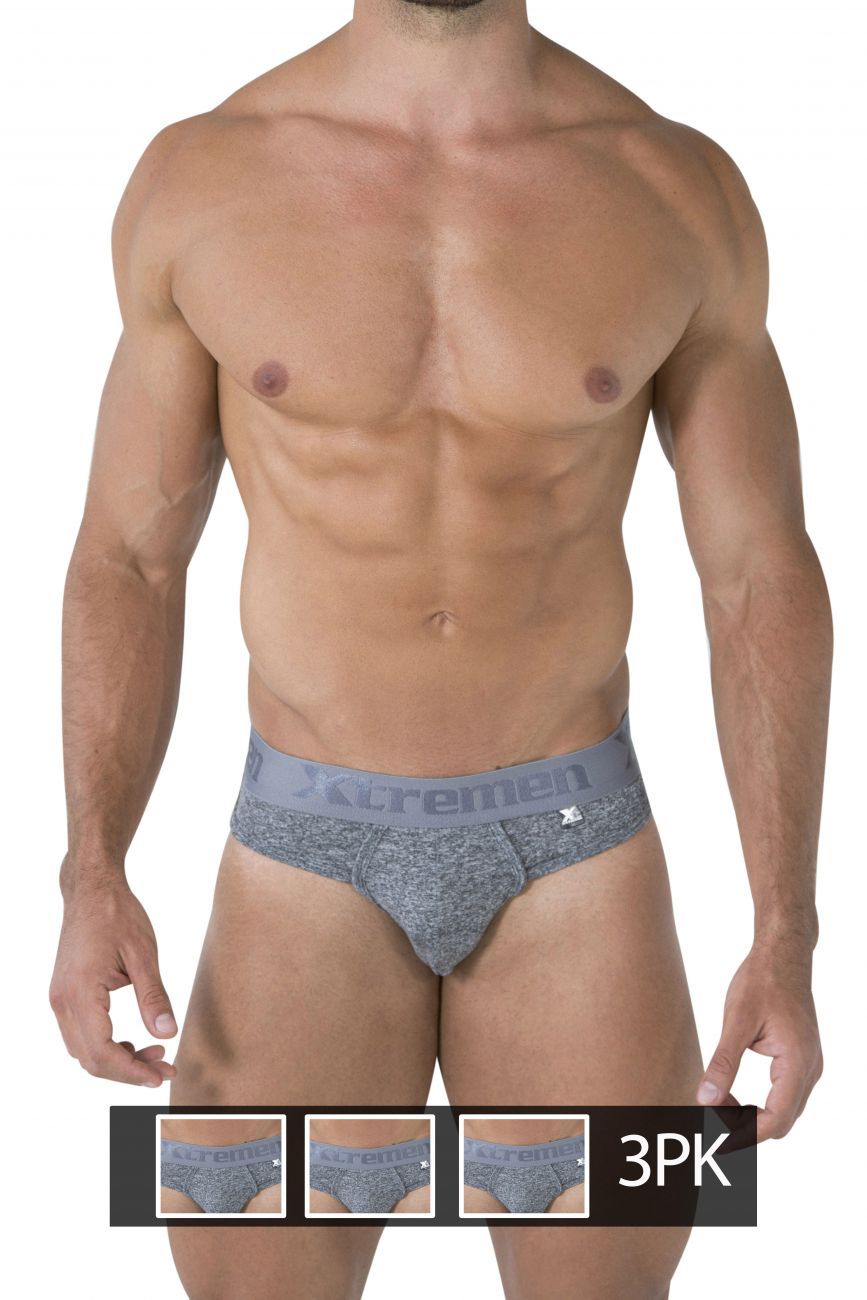 SALE - Xtremen 91031-3 3PK Piping Thongs Jasper Gray