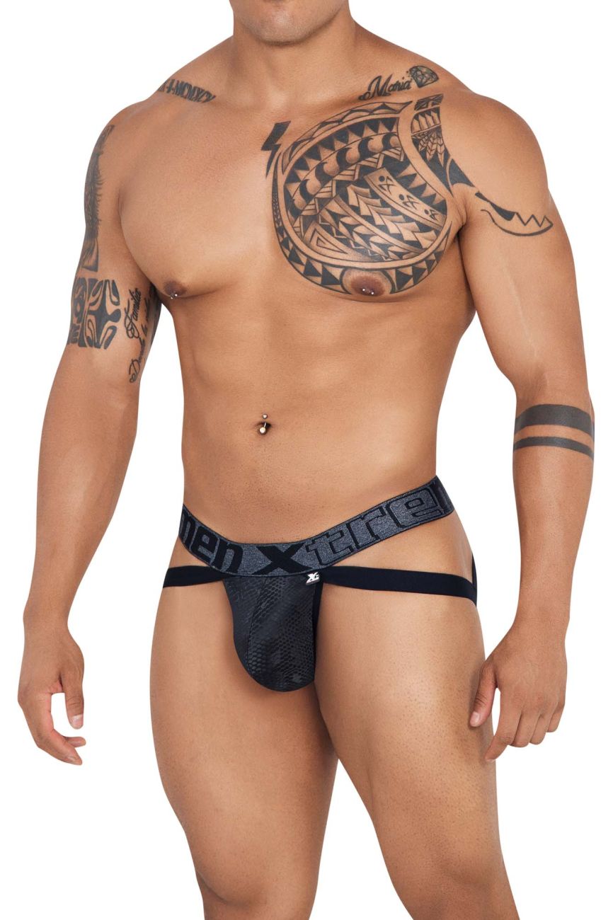 Xtremen 91128 Snake print Jockstrap Black