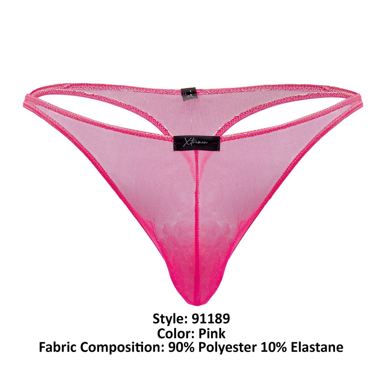 Xtremen 91189 Tulle Mesh Thongs Pink