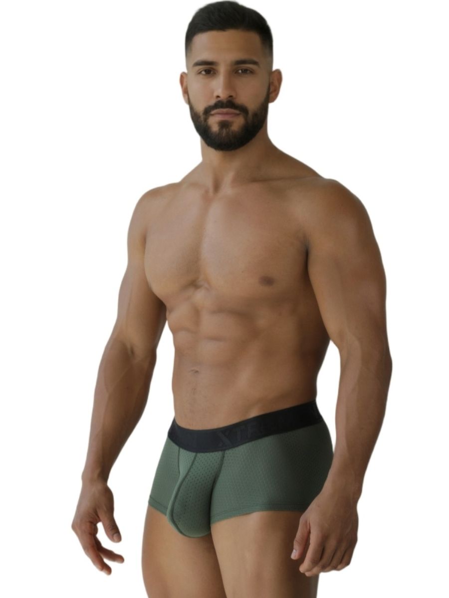 Xtremen 91252 XTREMEN Mens Signature Breathable Modern Trunks Military Green