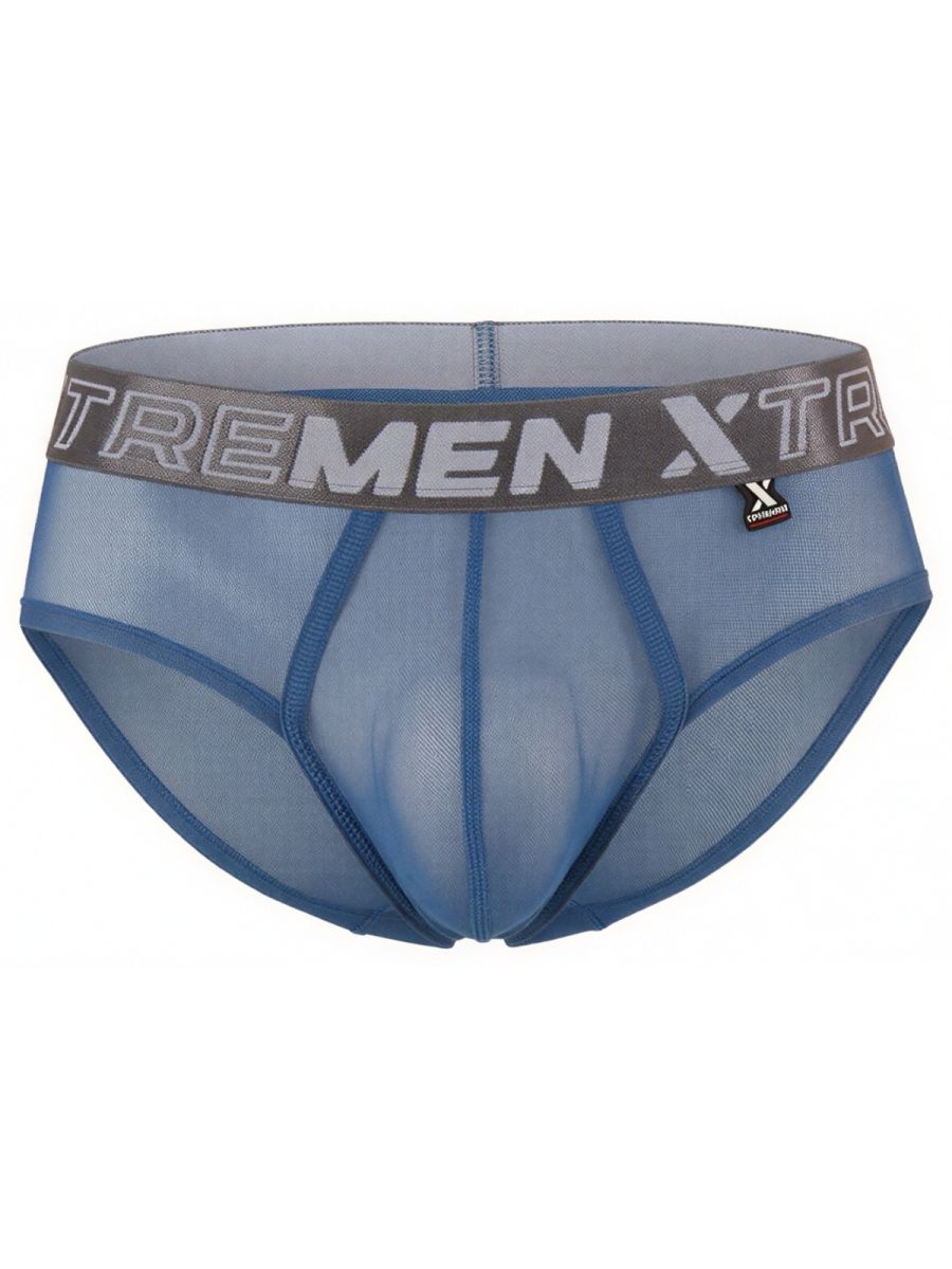 Xtremen 91262 Mens Sexy Microfiber Sheer Mesh Briefs Blue