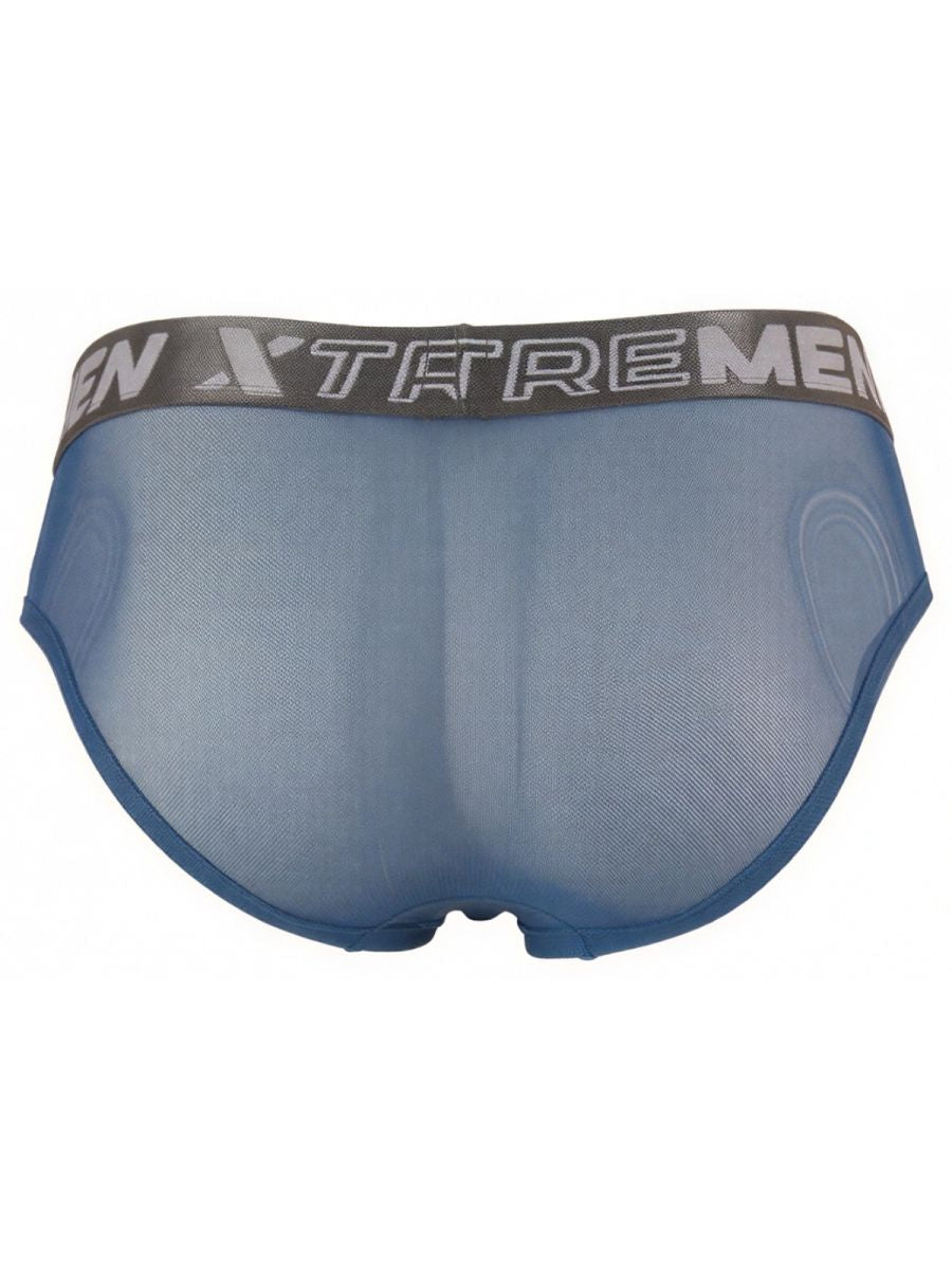 Xtremen 91262 Mens Sexy Microfiber Sheer Mesh Briefs Blue