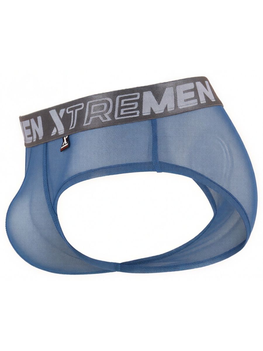 Xtremen 91262 Mens Sexy Microfiber Sheer Mesh Briefs Blue