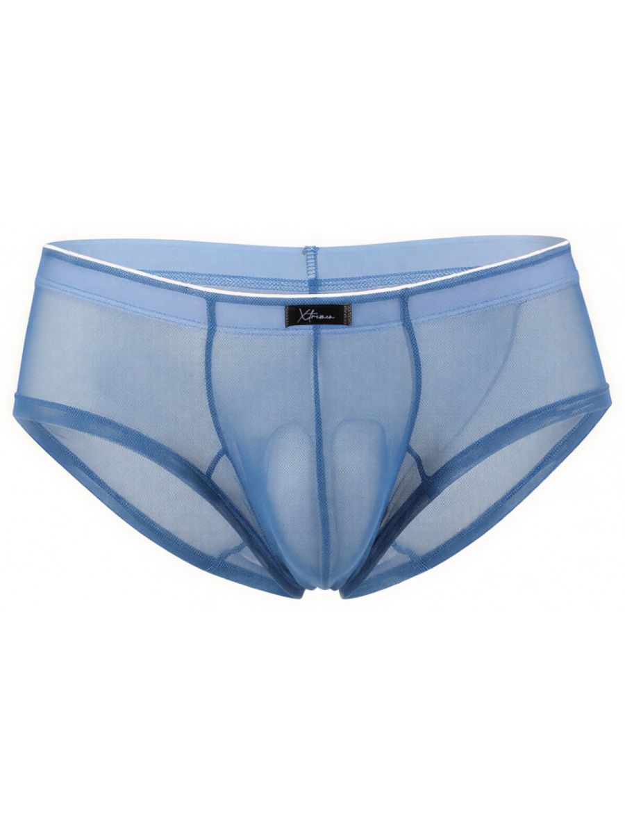 Xtremen 91263 Mens Sheer See-through Microfiber Mesh Briefs Blue