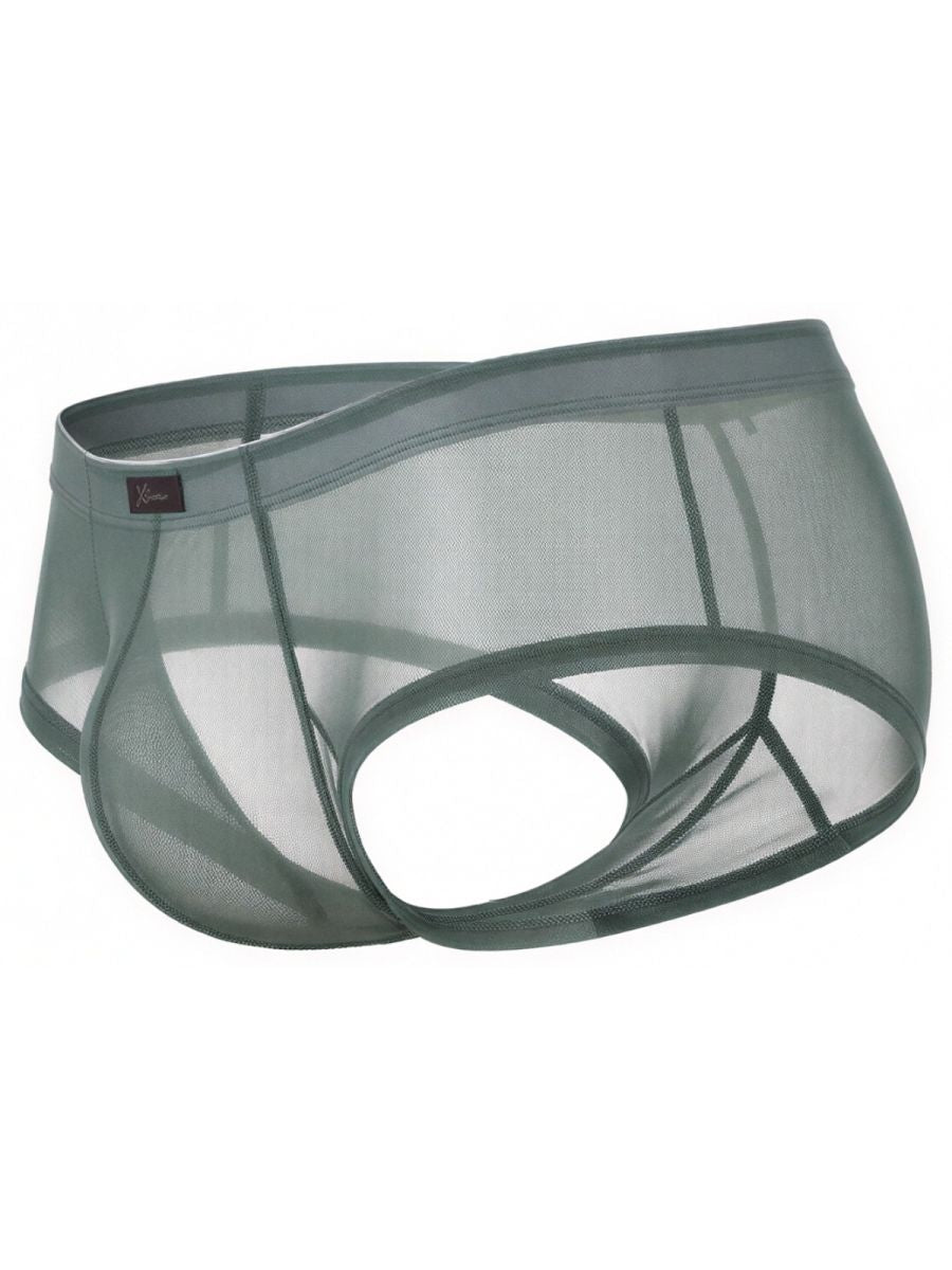 Xtremen 91263 Mens Sheer See-through Microfiber Mesh Briefs Green